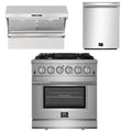 30 Inch Gas Range, Wall Mount Range Hood, Dishwasher J48267