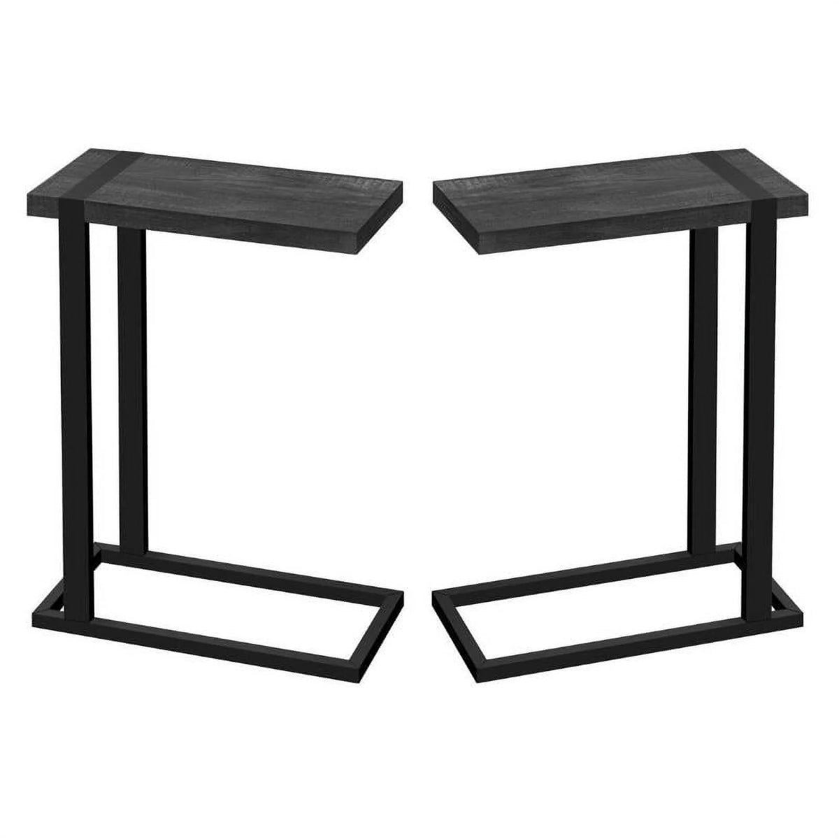 19.25" Rectangular Wood Side Table in Black - Set of 2 J599