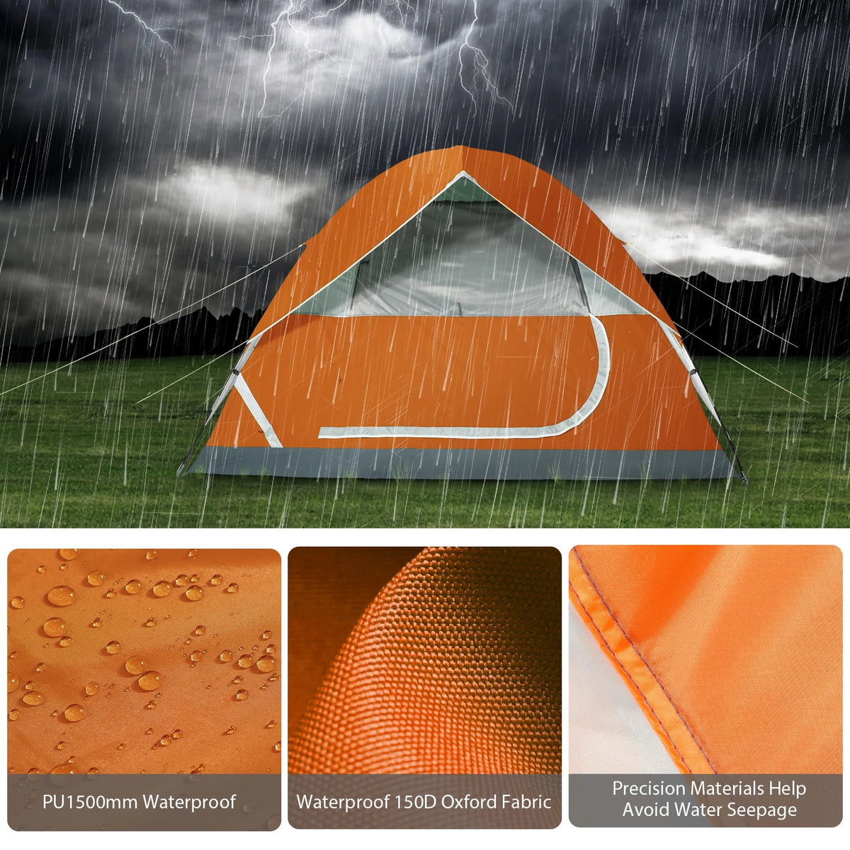 3-4 Person Waterproof Lightweight Dome Camping Tent with Carry Bag L979