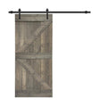 36 in. x 84 in. Gray Stained Knotty Pine Wood Sliding Barn Door with Hardware Kit J276169