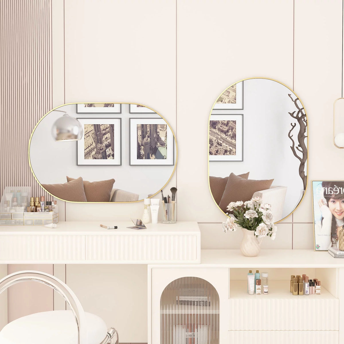 2 Pieces Oval Mirror U602