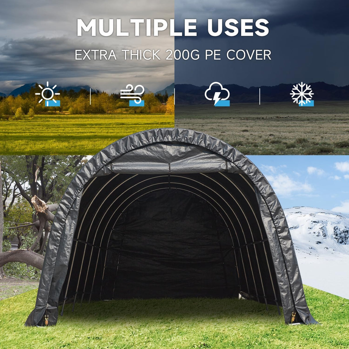 12 x 24 FT Heavy Duty Carport with All-Steel Metal Frame Q410764