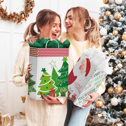 24 Christmas Gift Paper Bags Bulk with Handles and 60 Count Christmas Gift Tags L211513