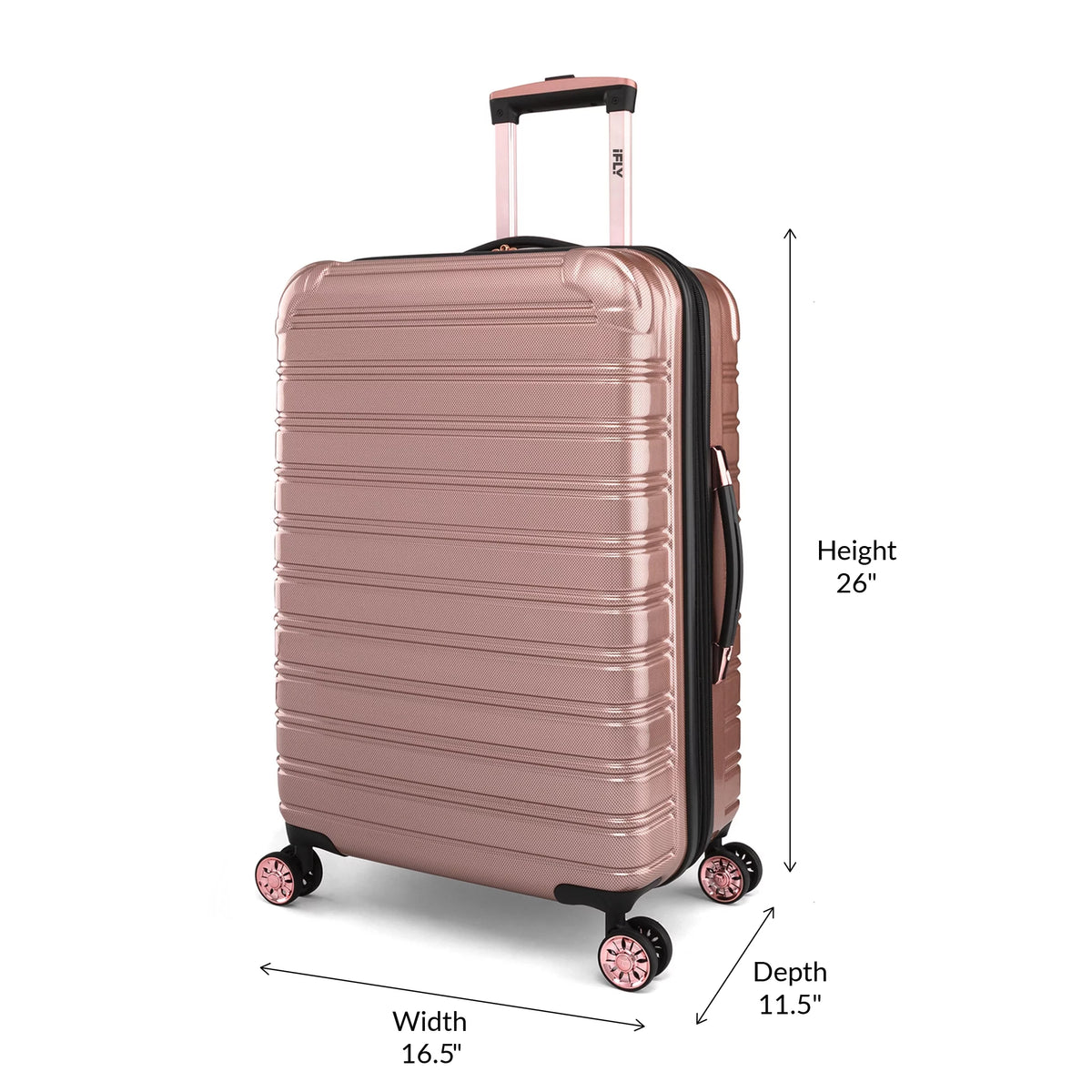 3 Piece Hardside Luggage Set, 20" Carry-on, 24" and 28" Checked, Rose Gold O936