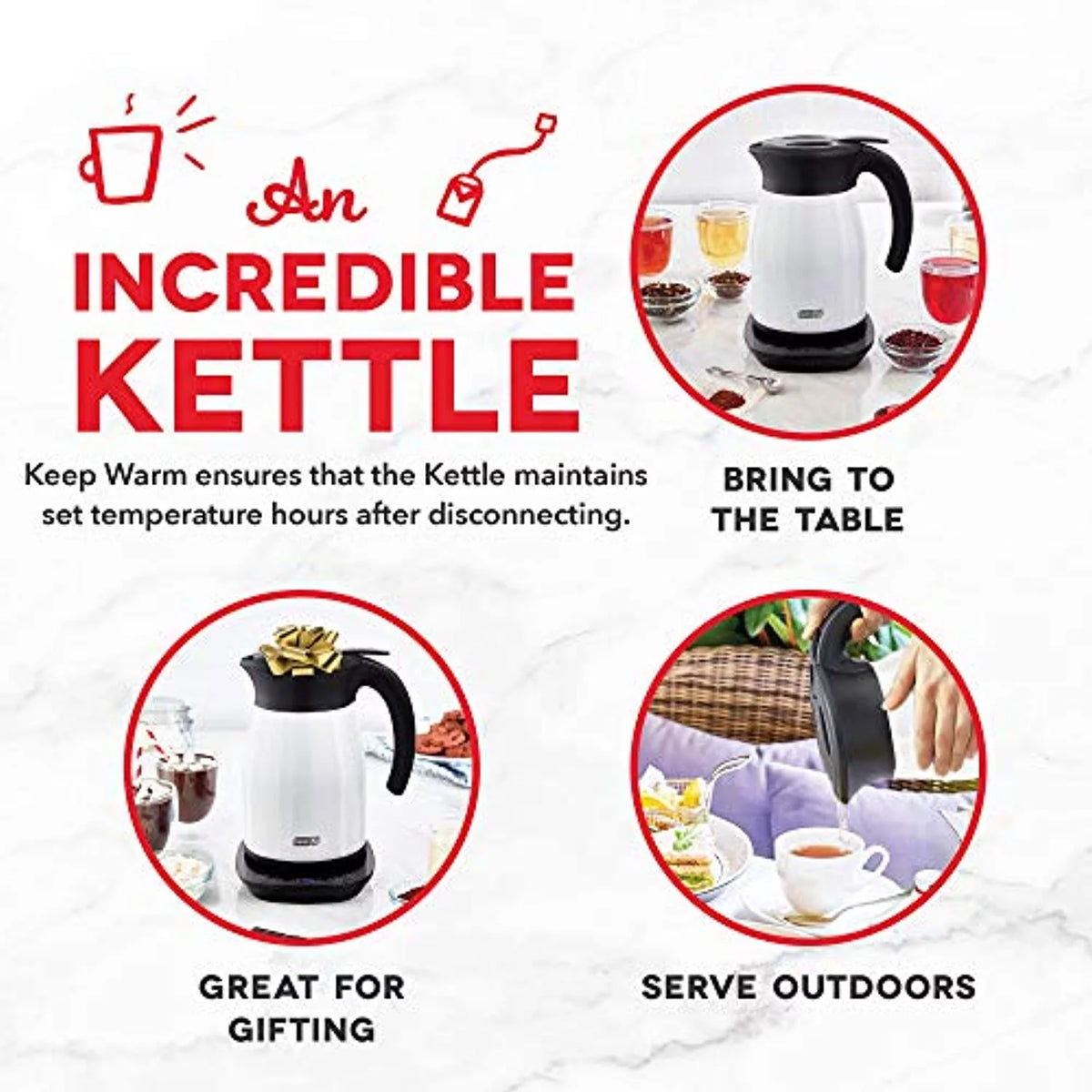 1.7L Insulated Electric Kettle White G618037