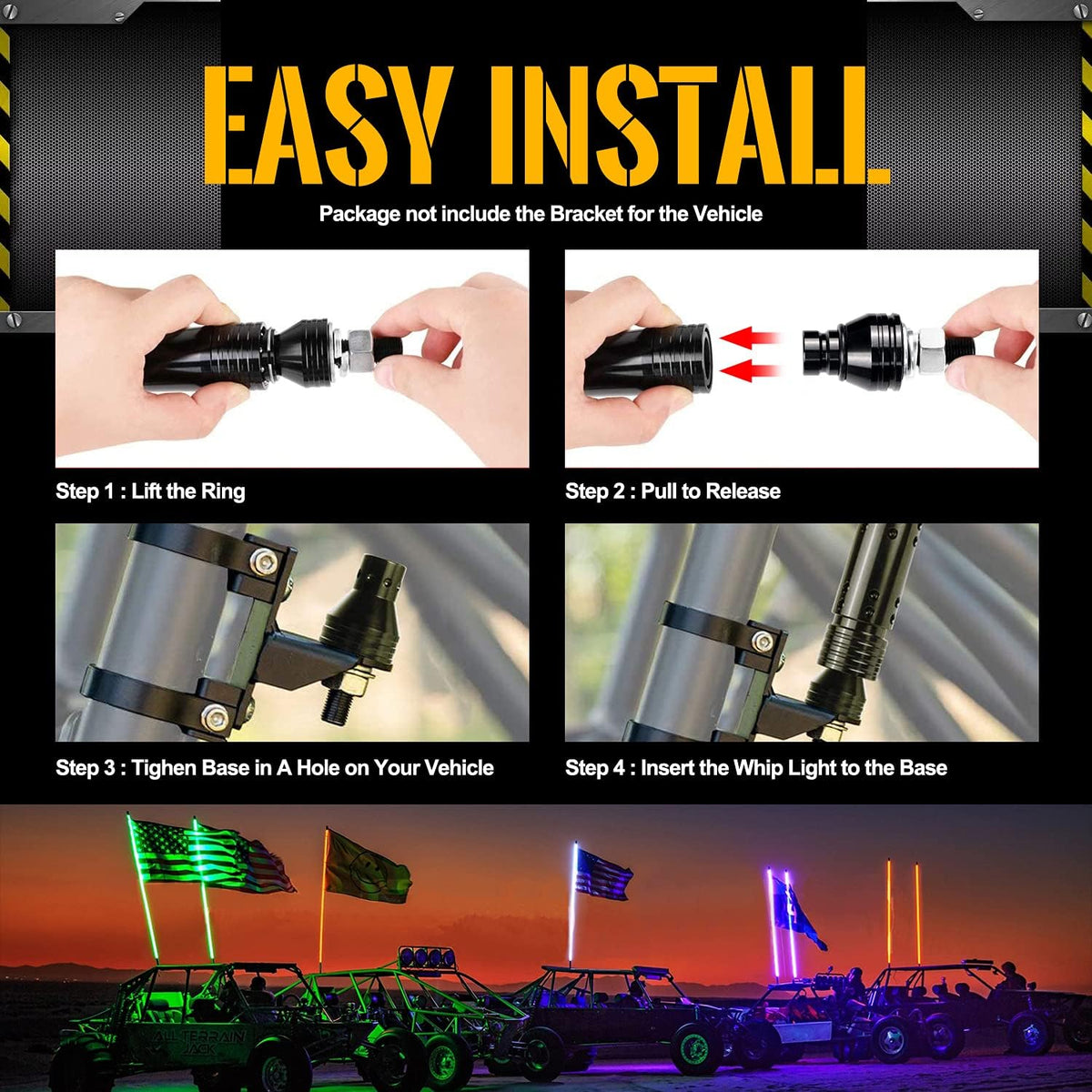 2 Pack Lighted Whips with Remote and App Control R137789