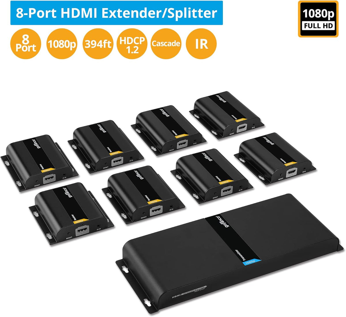 1080p 8 Port HDMI Extender Splitter over CAT5e / CAT6 O773370
