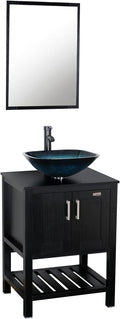 24'' Modern Bathroom Vanity and Sink Combo with White Ceramic Vessel Sink and Chrome Brass Faucet X40042