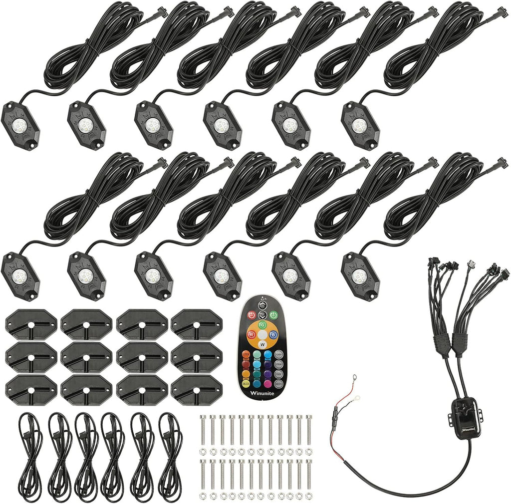 12 Pods RGBW LED Rock Lights with Remote Control B2243