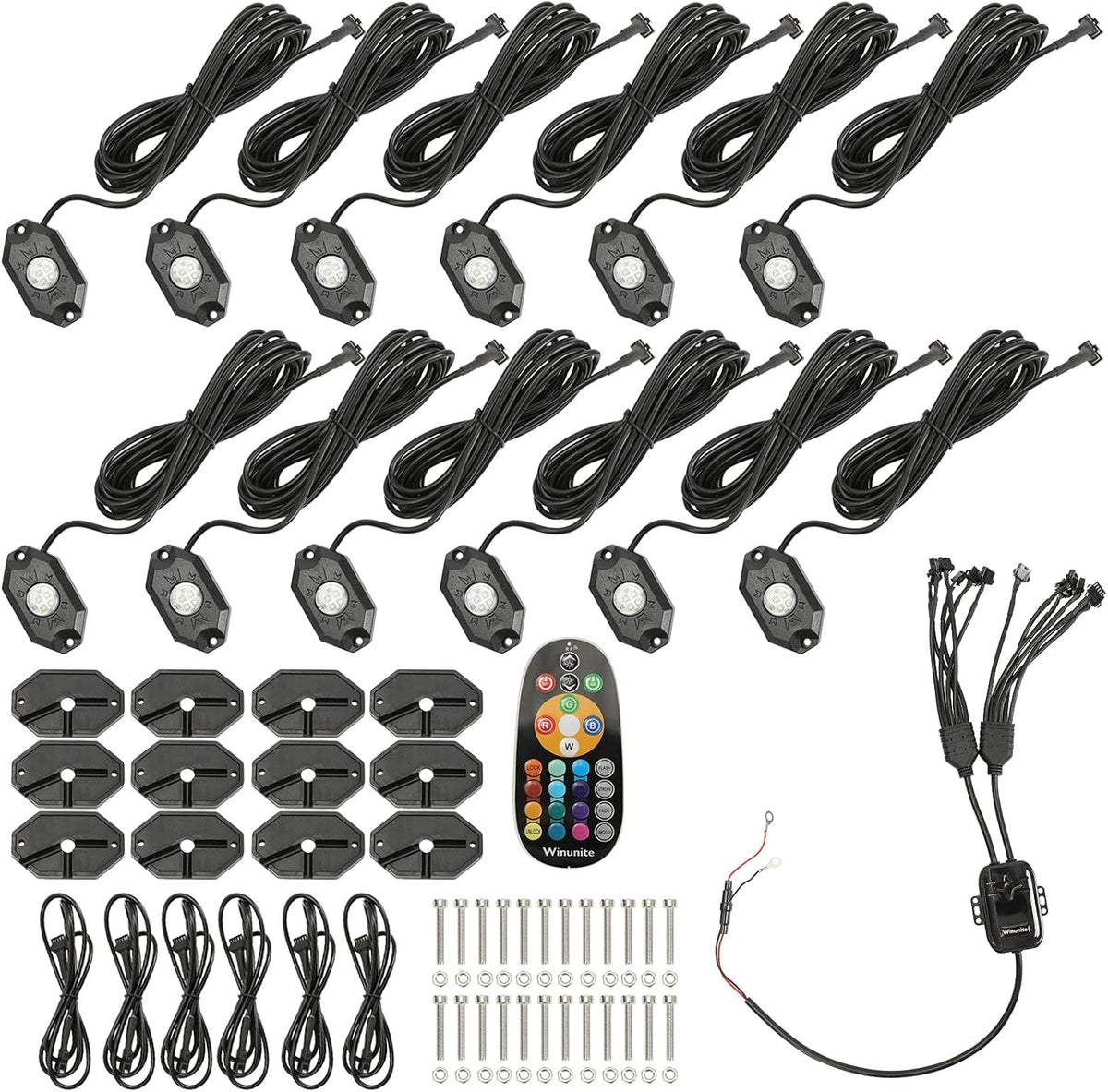 12 Pods RGBW LED Rock Lights with Remote Control B2243