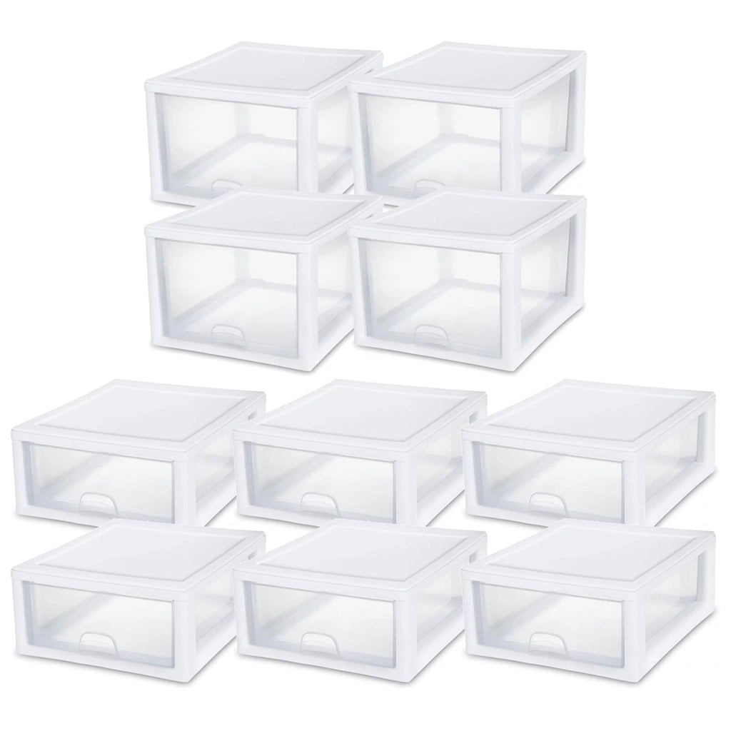 27 Qt & 16 Qt Stackable Plastic Storage Drawer Bins X164