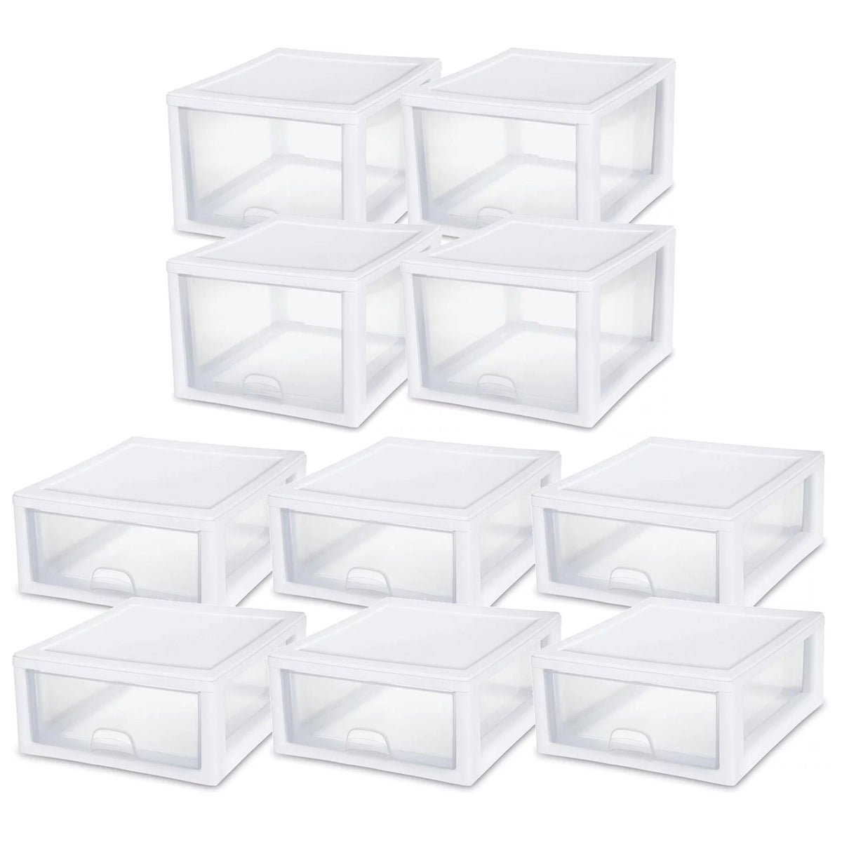 27 Qt & 16 Qt Stackable Plastic Storage Drawer Bins X164