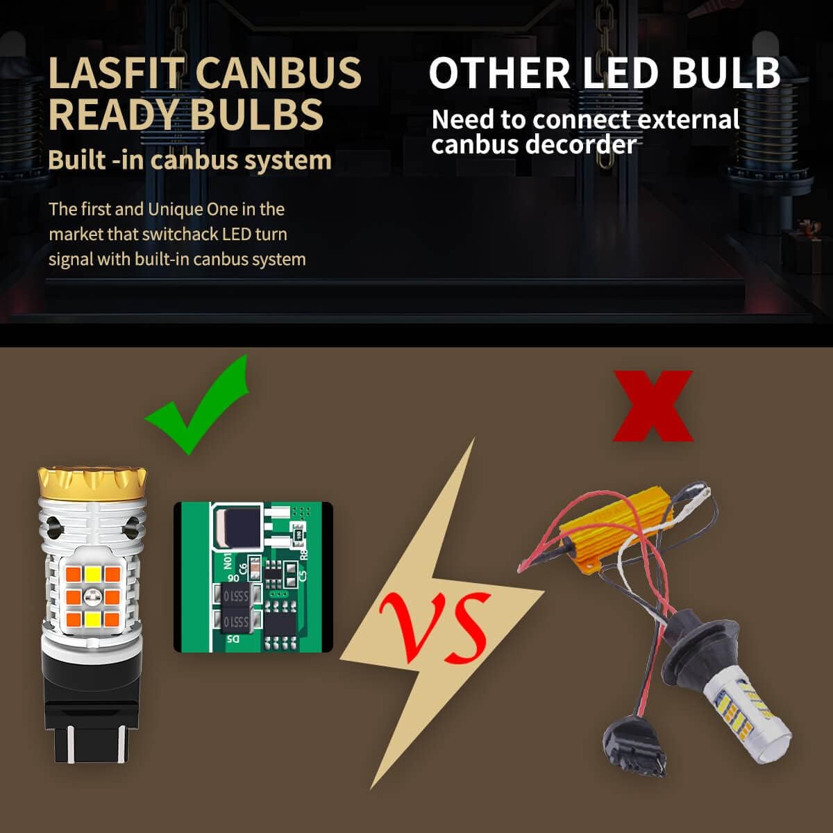 4257 LED Bulb Switchback Front Turn Signal Canbus Ready Built in Resistor Amber Blinker White Daytime Running Light DRL 2 Pack B3090