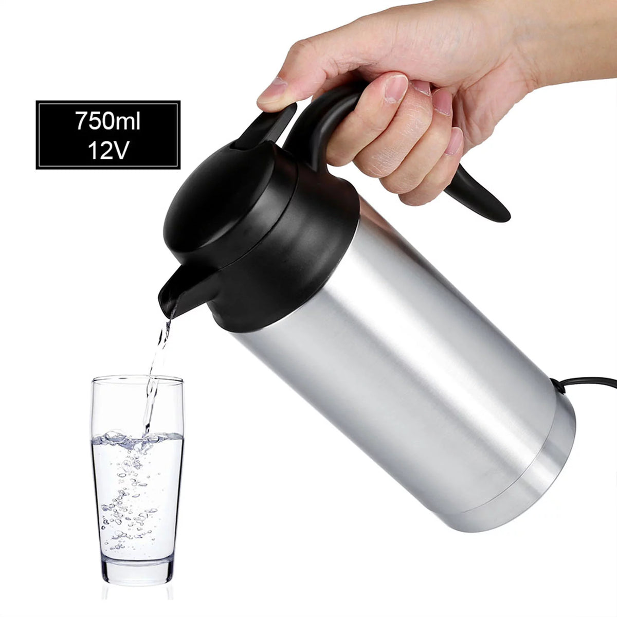 12V 750ml Stainless Steel Electric Car Kettle S7062
