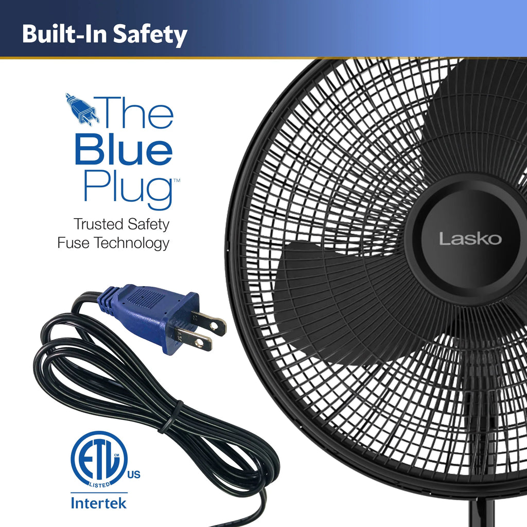 16" Oscillating Adjustable Pedestal Fan with 3-Speeds, 47" H, Black E963978