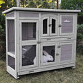 2 Story Small Animal Hutch with Feeder, Ramp and Slide Out Tray Z536700