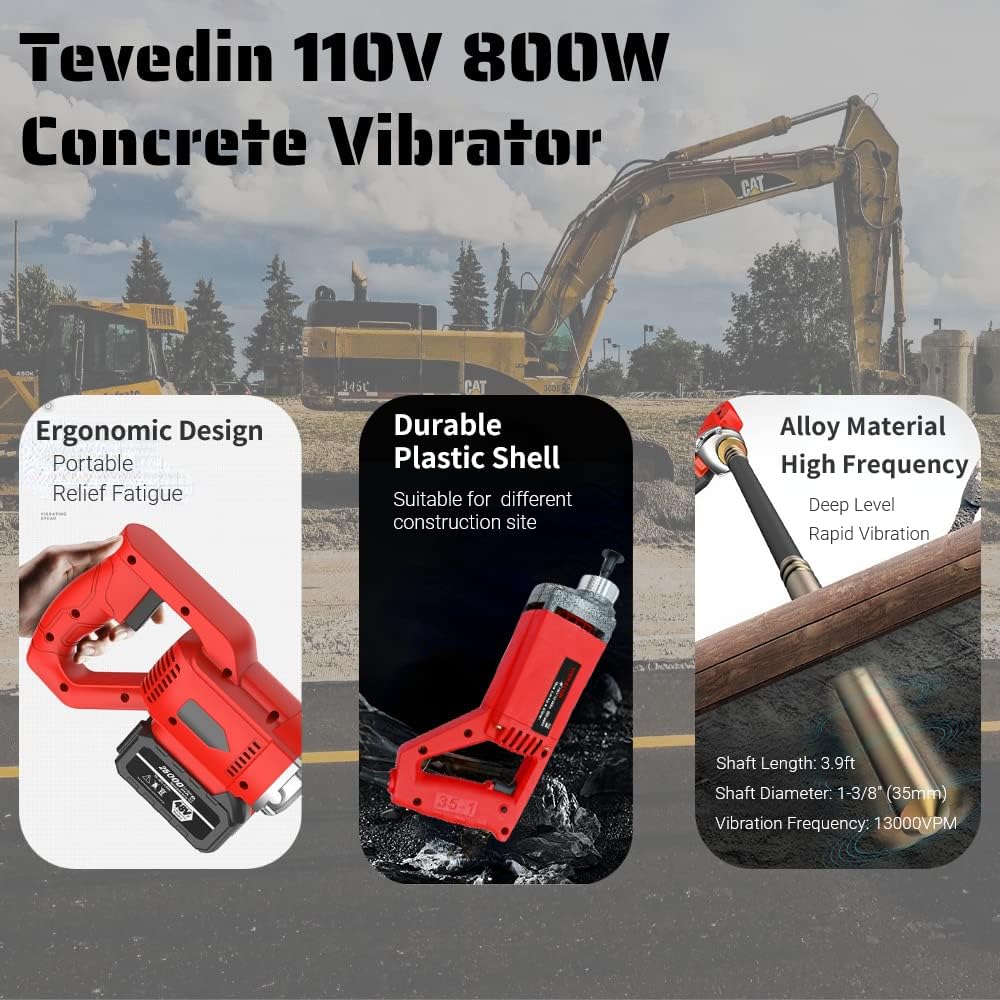 Electric Concrete Vibrator 110V 800W Hand Held 1.2M Hose Pack of 2 K7236