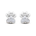 10K White Gold Diamond Accent Dog Paw Print Earrings I177