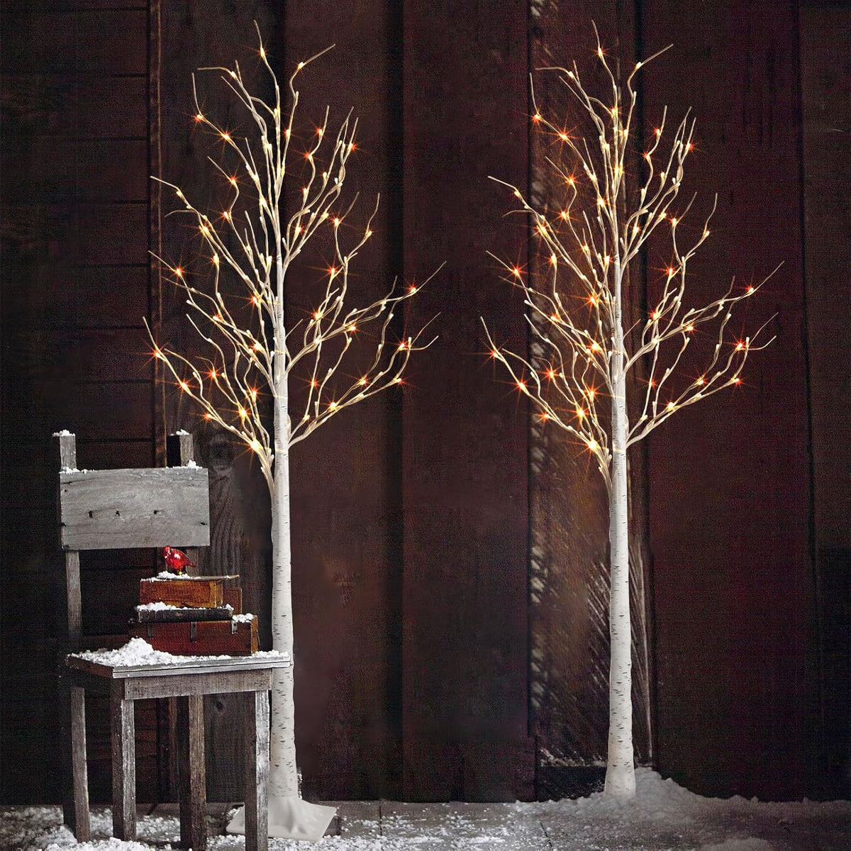 2 Pack 6 Feet Prelit White Artificial Christmas Trees H27525