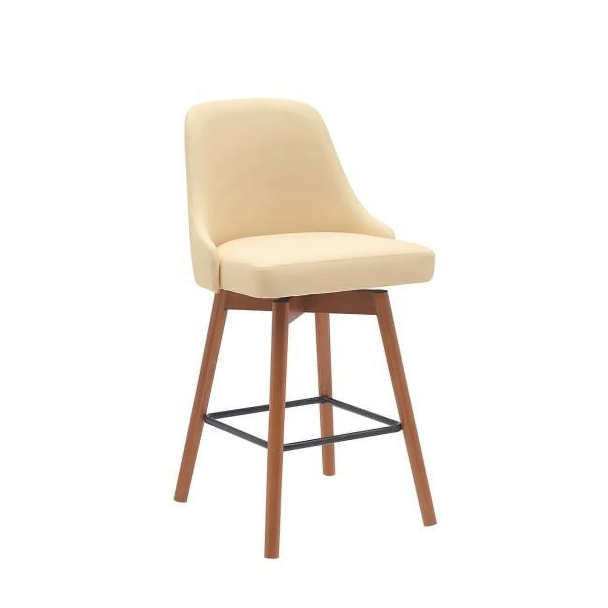 26 Inch Swivel Counter Stool Chair Cream Faux Leather E967697