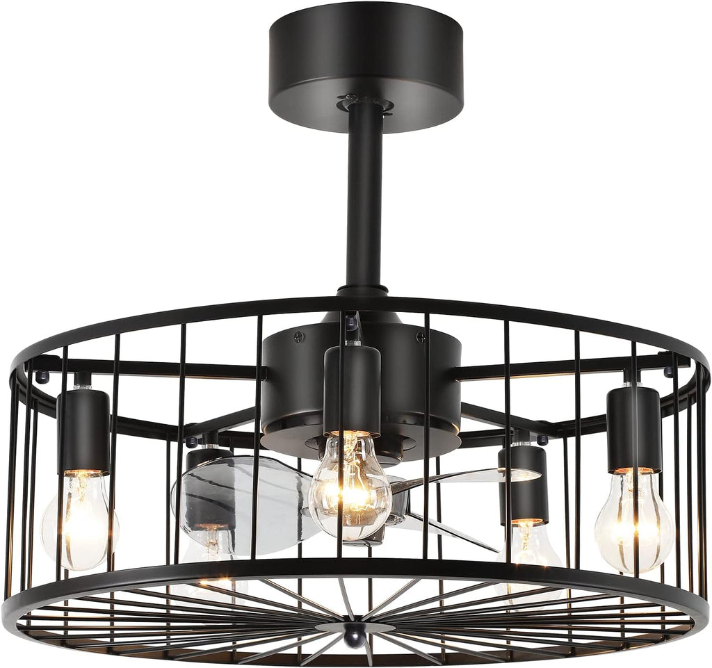 20'' Black Caged Ceiling Fan with Light O641
