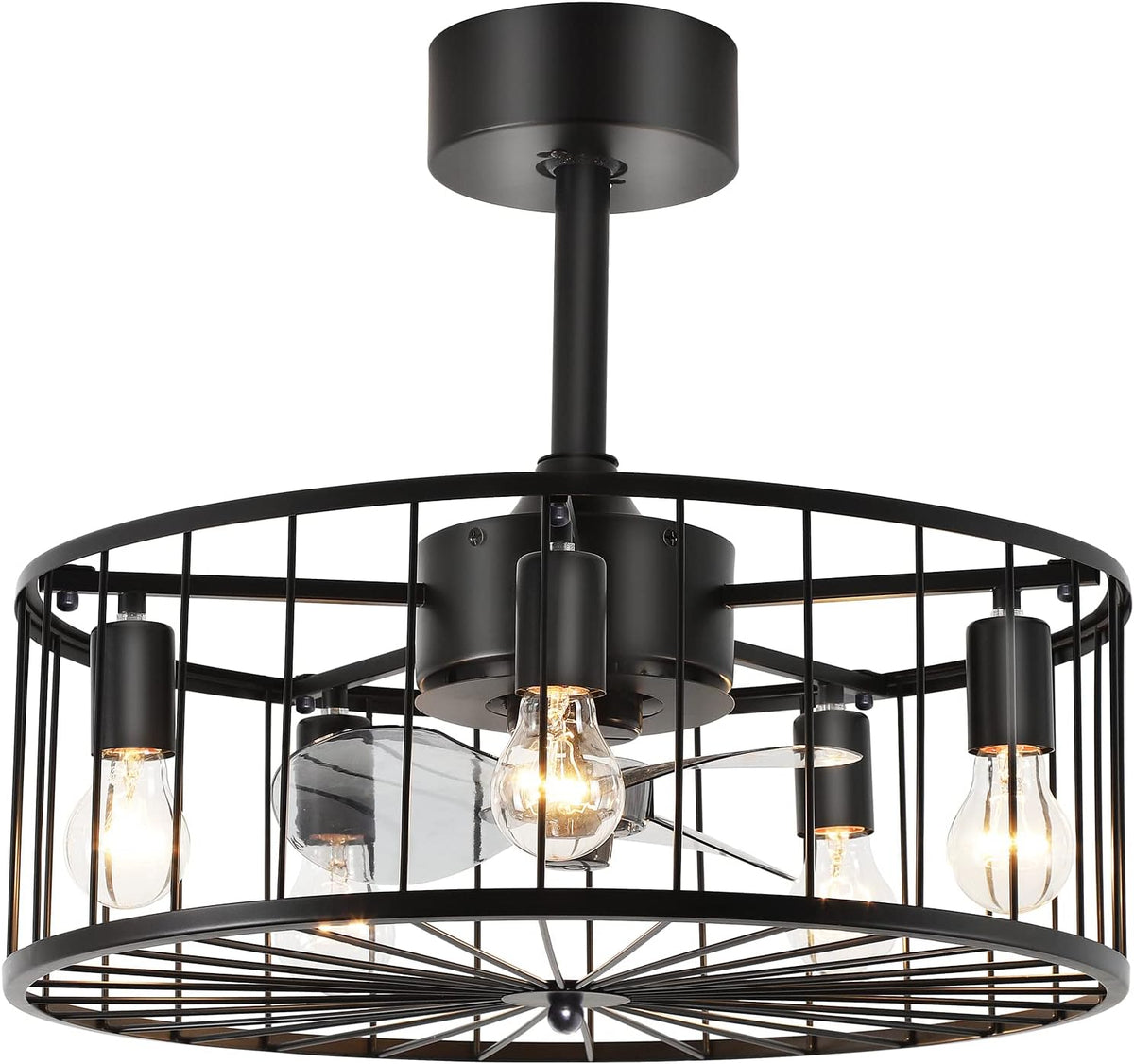20'' Black Caged Ceiling Fan with Light O641