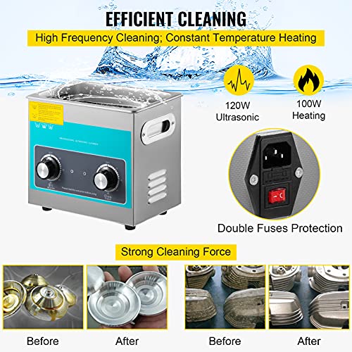 3L 40kHz 304 Stainless Steel Ultrasonic Cleaner P65717