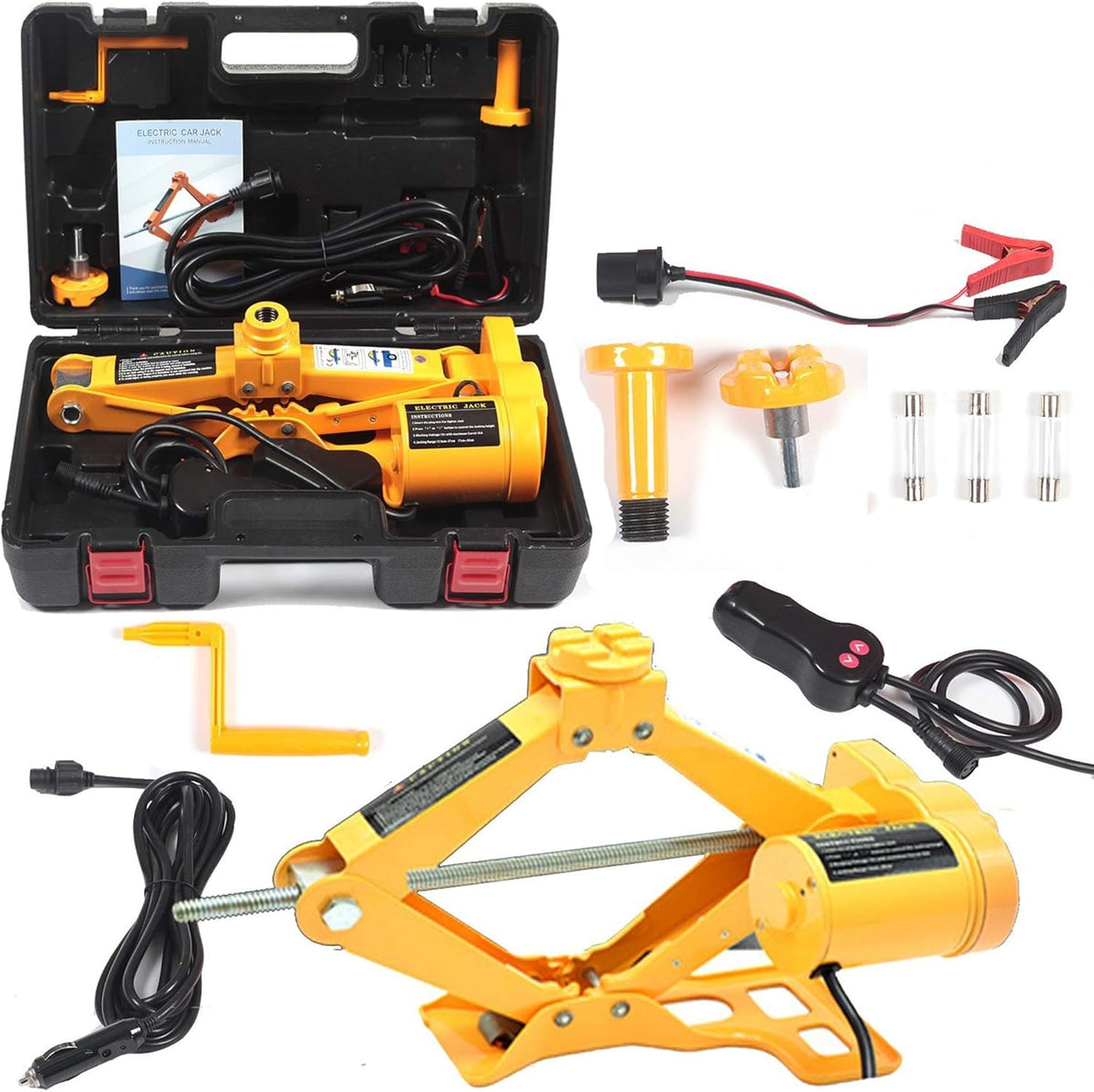 3 Ton 12V Electric Scissor Lift Jack Set with Double Saddles I6063