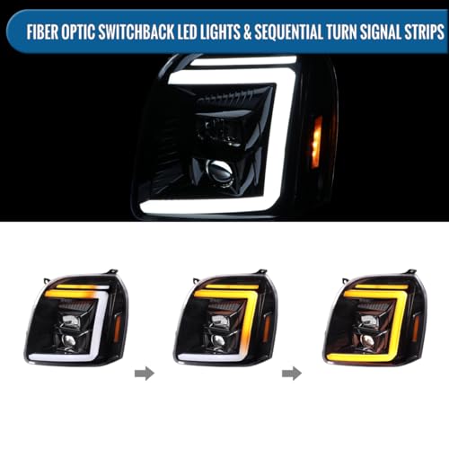 2007-2014 GMC Yukon XL 1500 2500 LED Projector Headlights Assembly Pair W2488