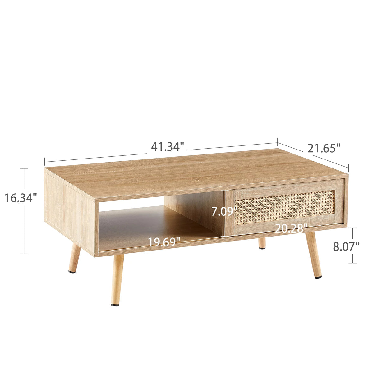 41.34" Rattan Coffee Table with Sliding Door Storage R170094