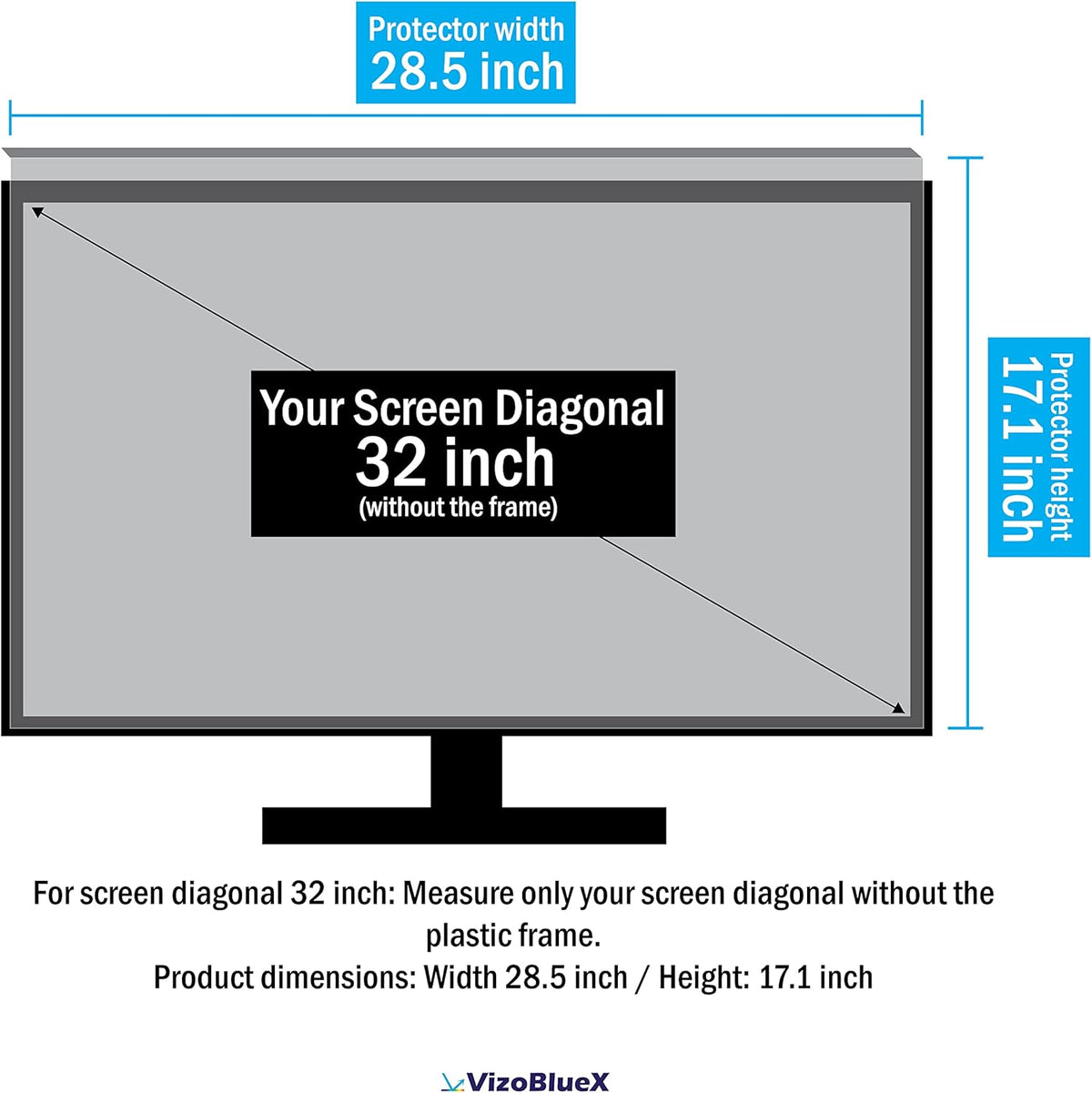 32 inch Anti-Blue Light Monitor Screen Protector Panel (28.5 x 17.1 inch) V7855