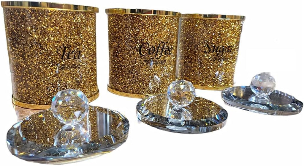 3PC Tea Coffee Sugar Glass Canisters C3709