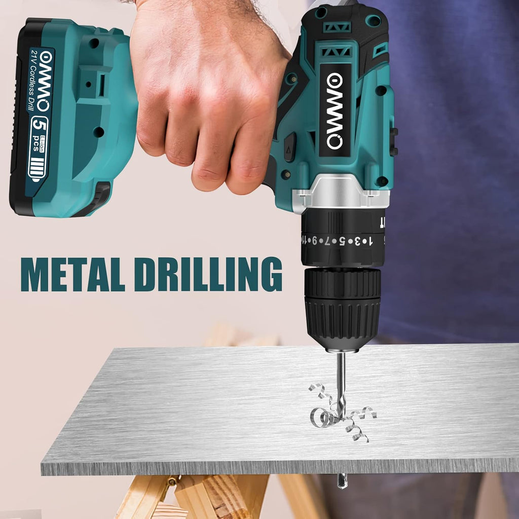 21V MAX Cordless Impact Drill with 24pcs Drill Bit Combo Set and Tool Case D844
