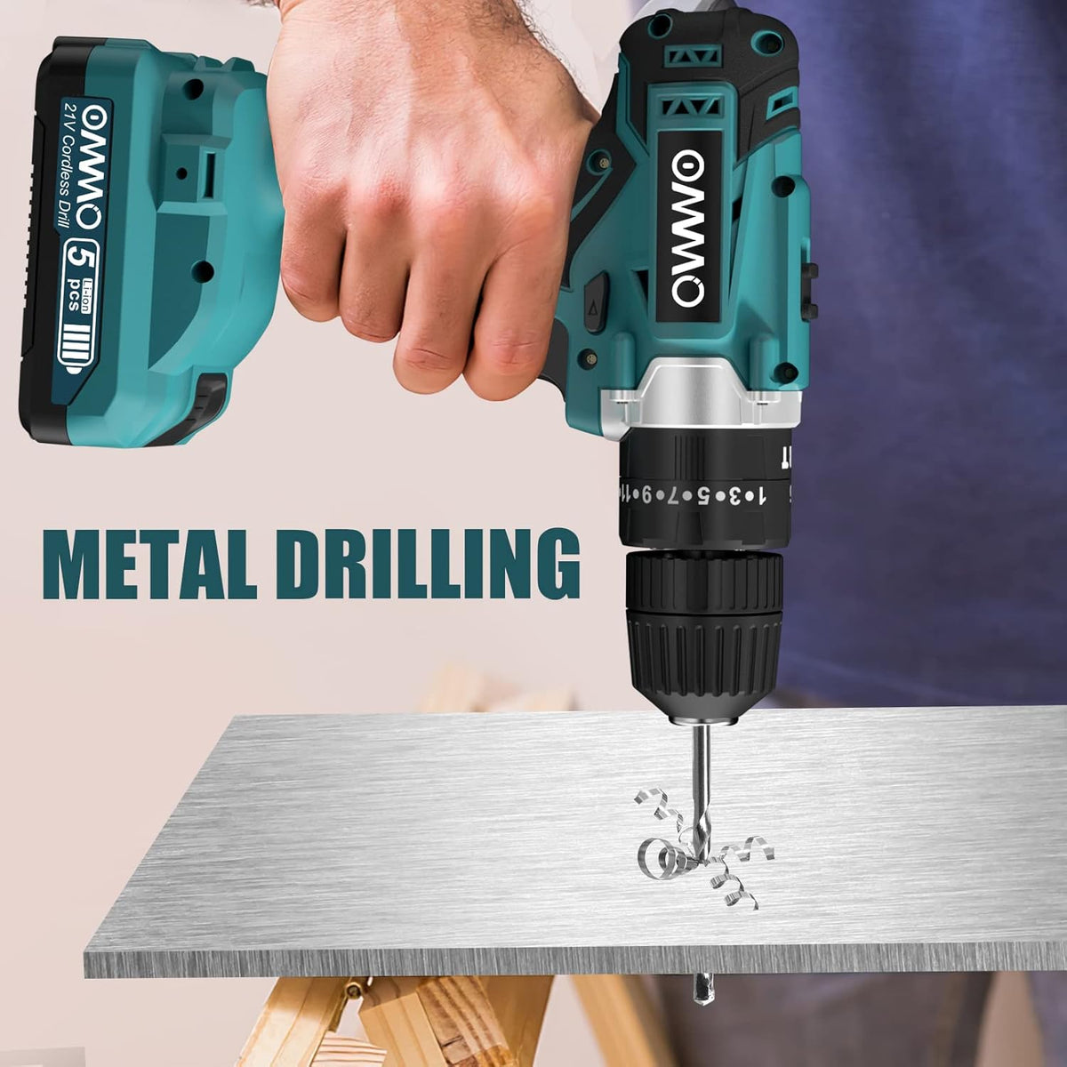21V MAX Cordless Impact Drill with 24pcs Drill Bit Combo Set and Tool Case D844