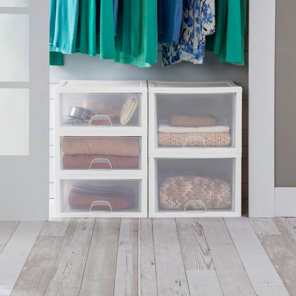 27 Qt & 16 Qt Stackable Plastic Storage Drawer Bins X164