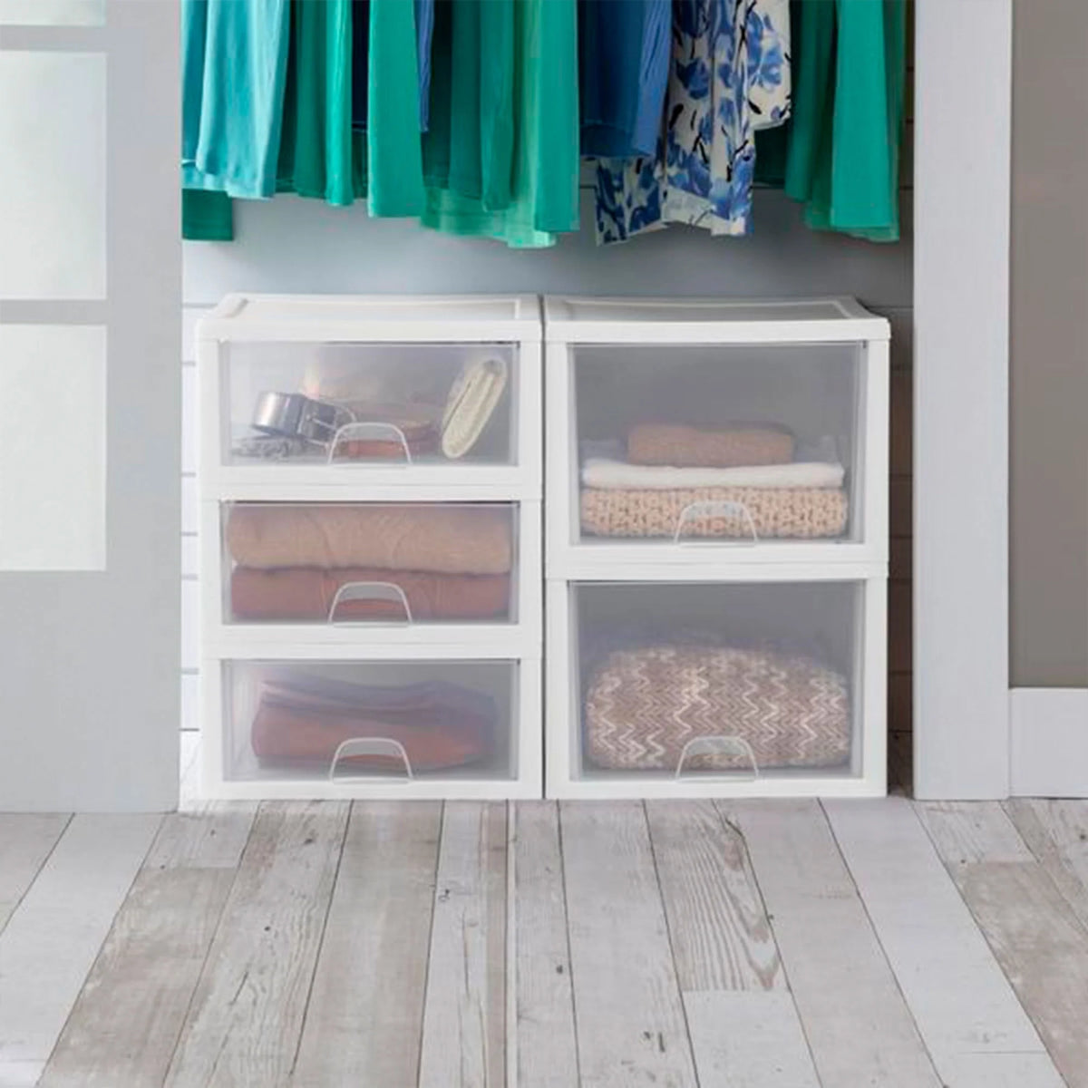 27 Qt & 16 Qt Stackable Plastic Storage Drawer Bins X164