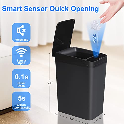 2 Pack 2.2 Gallon Touchless Motion Sensor Trash Can Z876