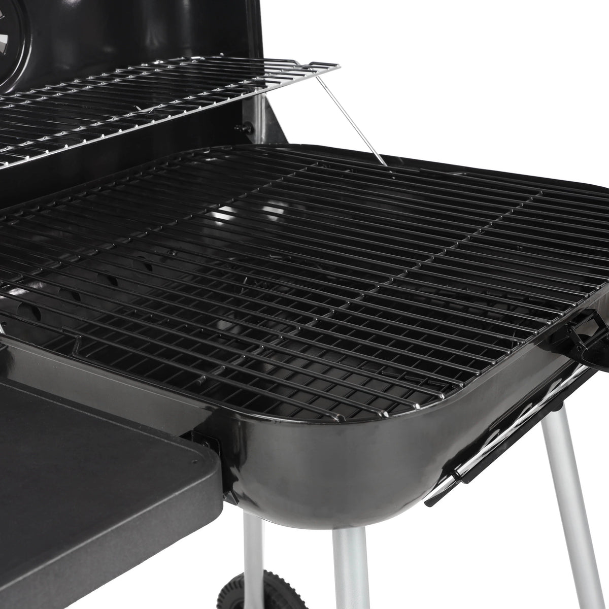 22 Square Steel Charcoal Grill with Foldable Side Shelf, Black M559014