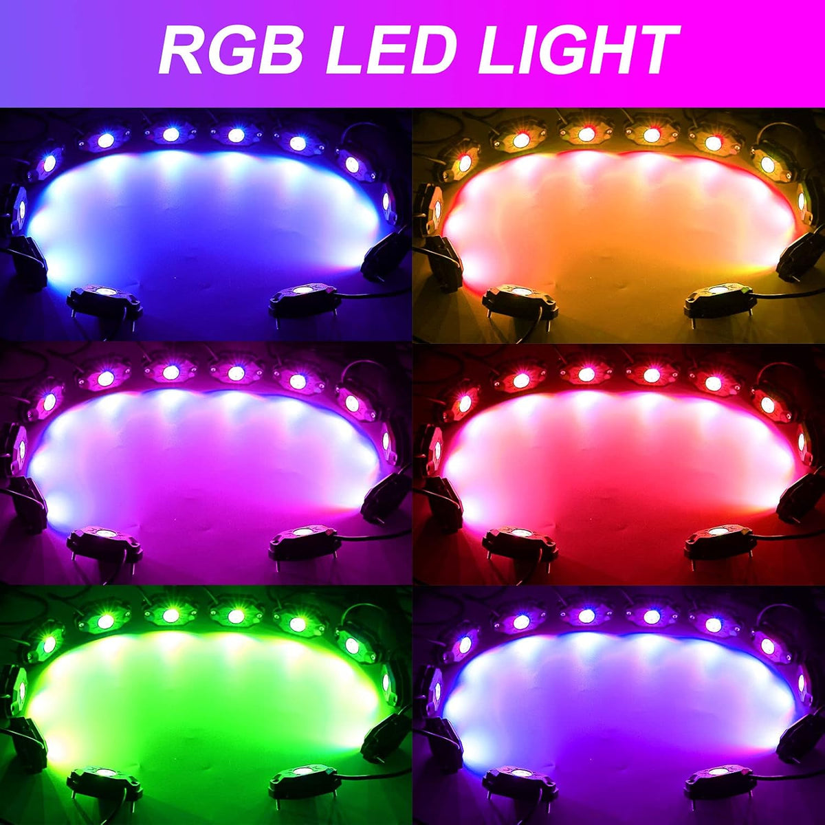 12 Pods RGBW LED Rock Lights with Remote Control B2243