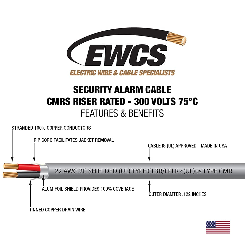 22 AWG 2/C Shielded Sound & Security Cable - 1000 Feet V3780