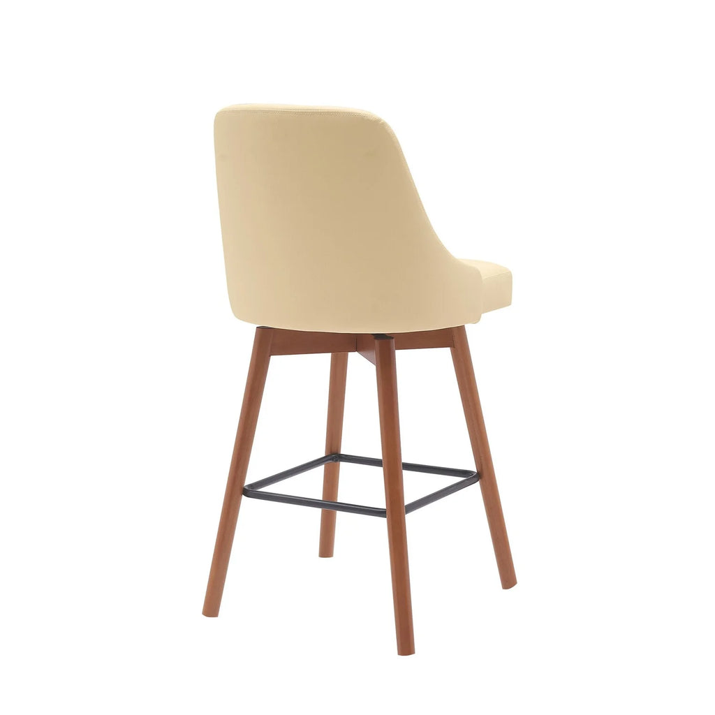 26 Inch Swivel Counter Stool Chair Cream Faux Leather E967697