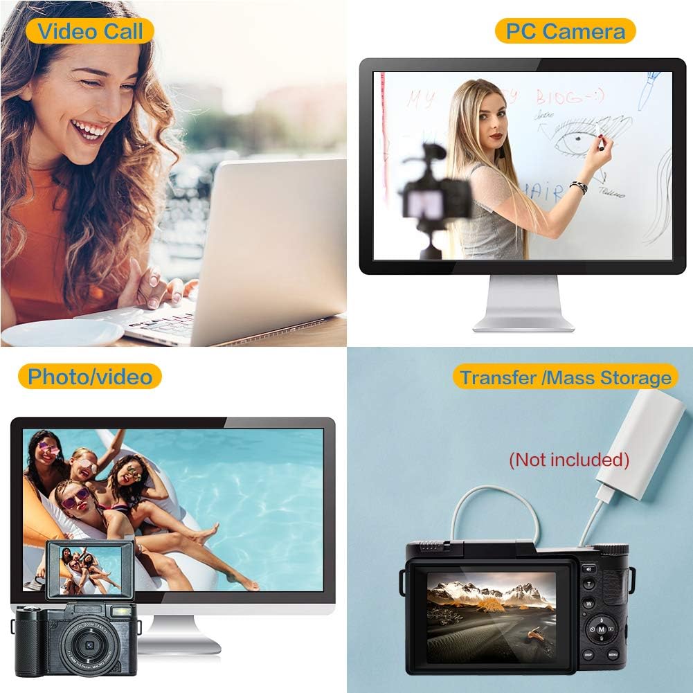 2.7K 30MP Full HD Digital Camera with Retractable Flash and 3 Inch Flip Screen L6311