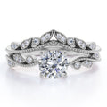 1.50 Carat Round Cut Moissanite and Real Diamond Bridal Ring Set G276869