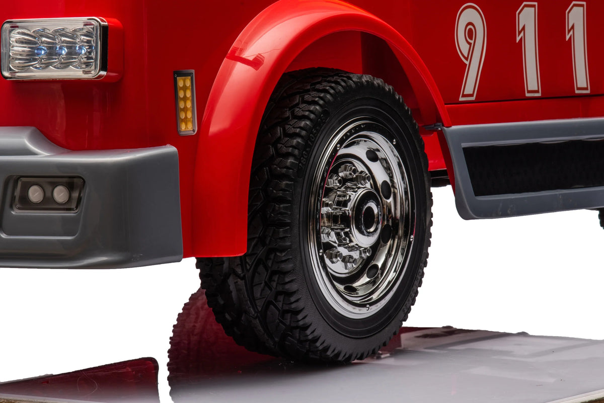 24V 2-Seater Ride-on Fire Truck with Remote Control, LED Lights, Water Gun I46939