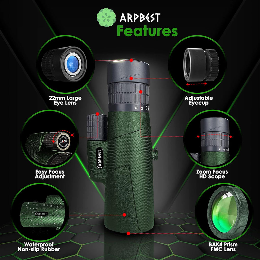 25X50 High Definition Monocular Telescope with Smartphone Holder & Tripod G99026