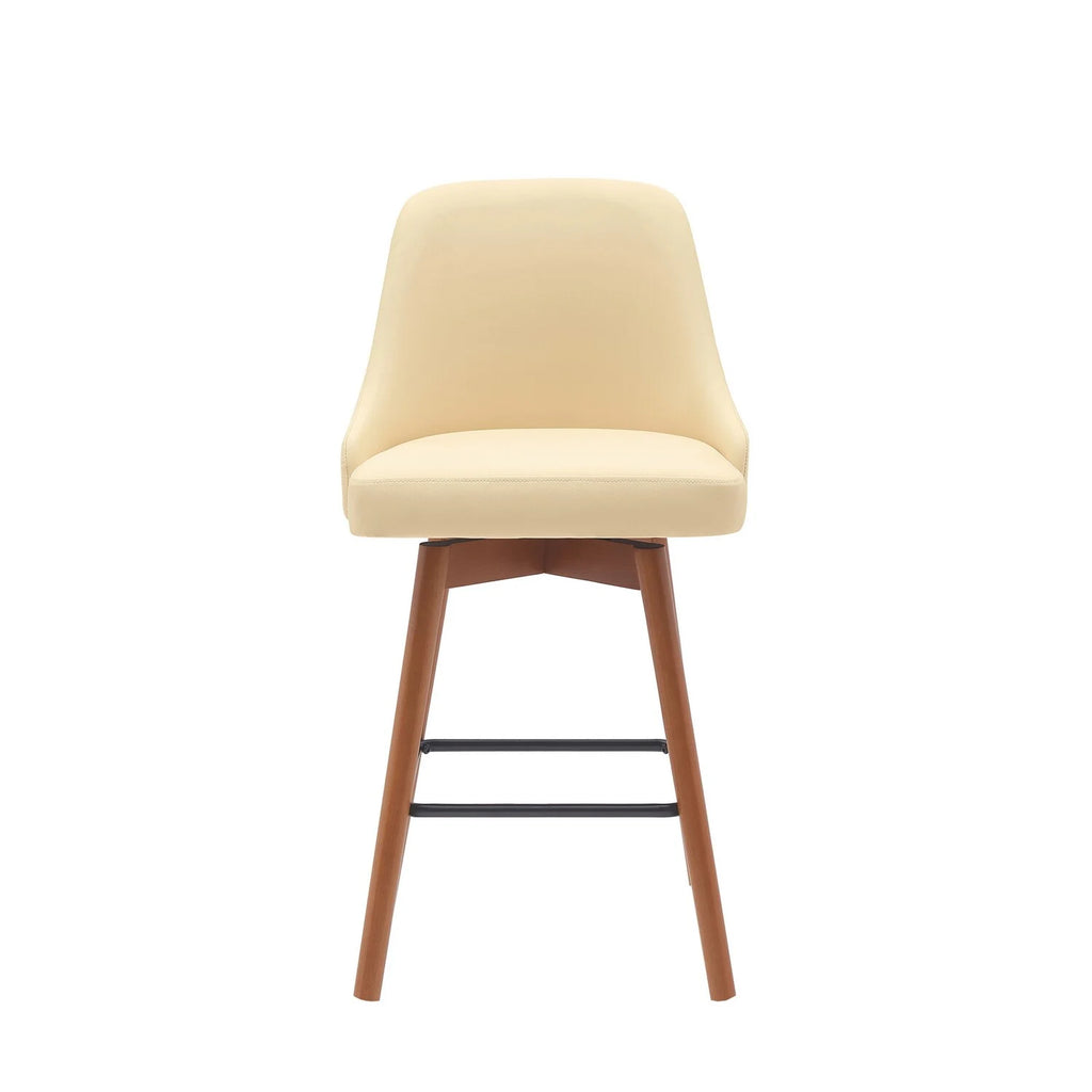 26 Inch Swivel Counter Stool Chair Cream Faux Leather E967697