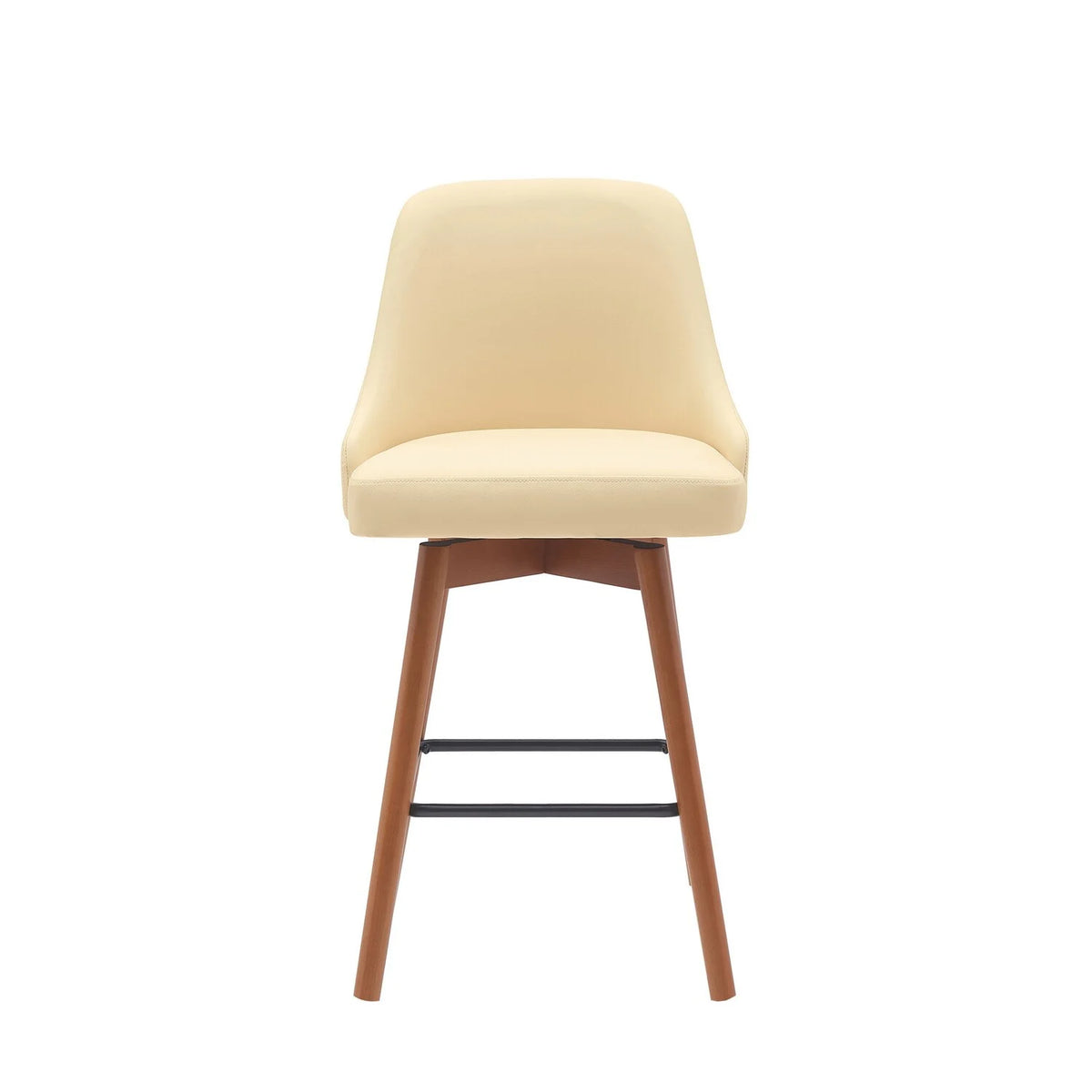 26 Inch Swivel Counter Stool Chair Cream Faux Leather E967697