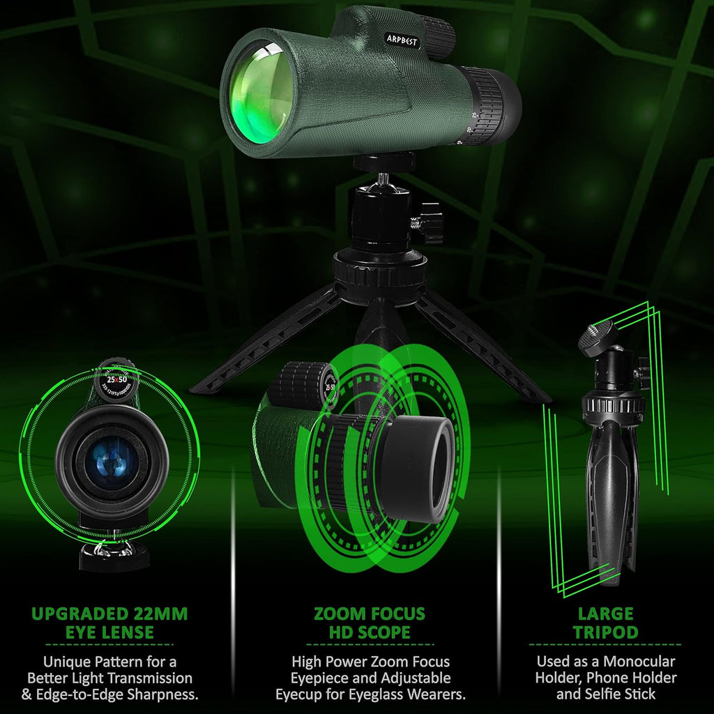 25X50 High Definition Monocular Telescope with Smartphone Holder & Tripod G99026