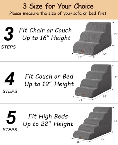 3 Steps Non-Slip Pet Stairs for Bed Y97314