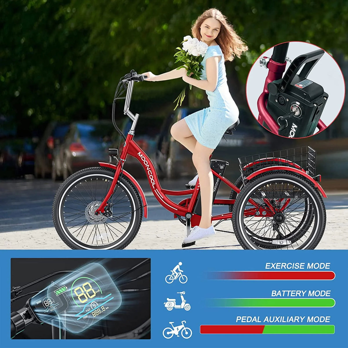 350W 7 Speed Electric Trike T62243